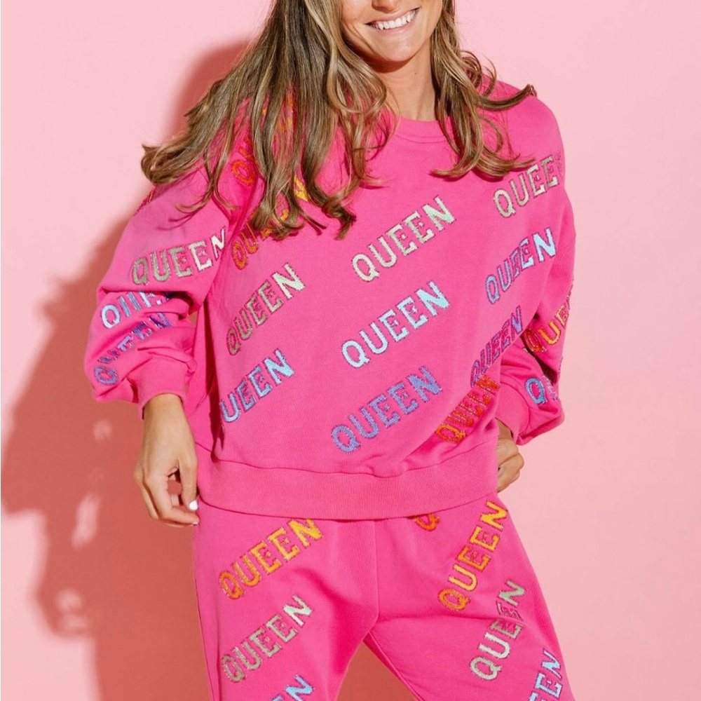 QUEEN OF SPARKLES Pink Sweatshirt and Pants Set